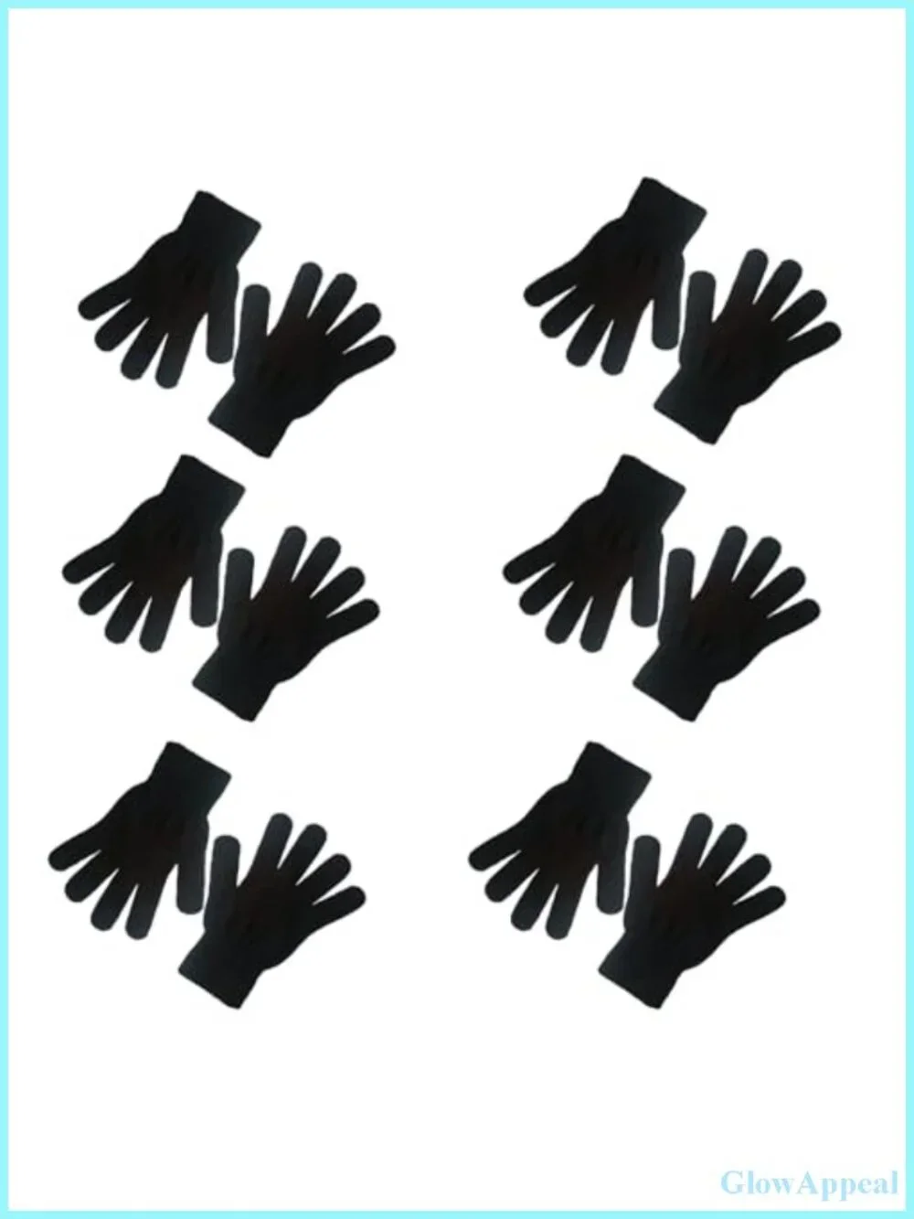 6 Pairs Knit Gloves One Size Winter Warm Stretchy Acrylic Unisex